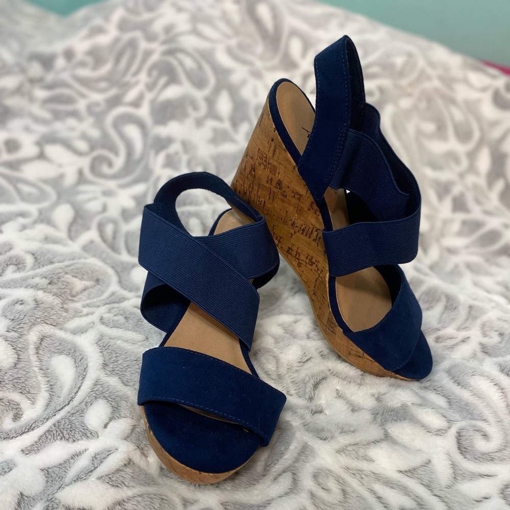 Navy Blue Wedged Heels